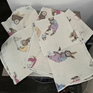 Set of 7 Vintage Avon Spring Easter Bunny Napkins SEE PICTURES.